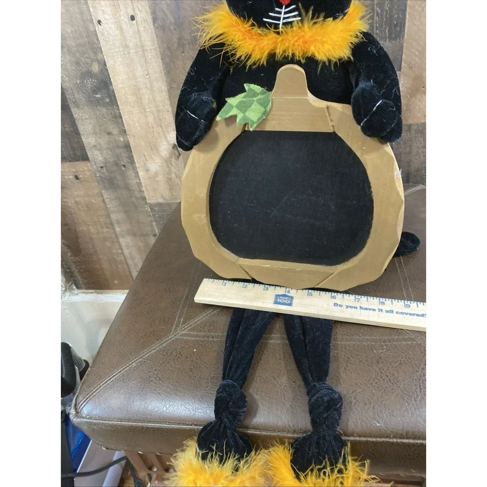 Decorative Rusitc Chalkboard Pumpkin Fall Sign Autumn‎ Decor Sitting Cat Spooky